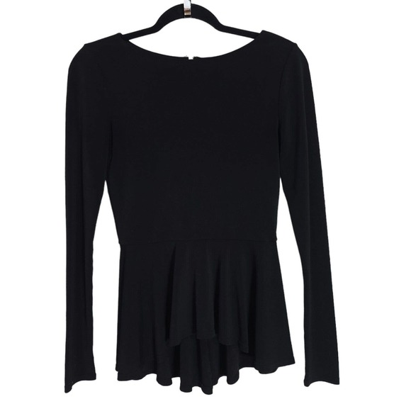 Alice + Olivia Tops - Alice Olivia Employed Womens Top Regina Black Peplum Long Sleeve Exposed Zip S